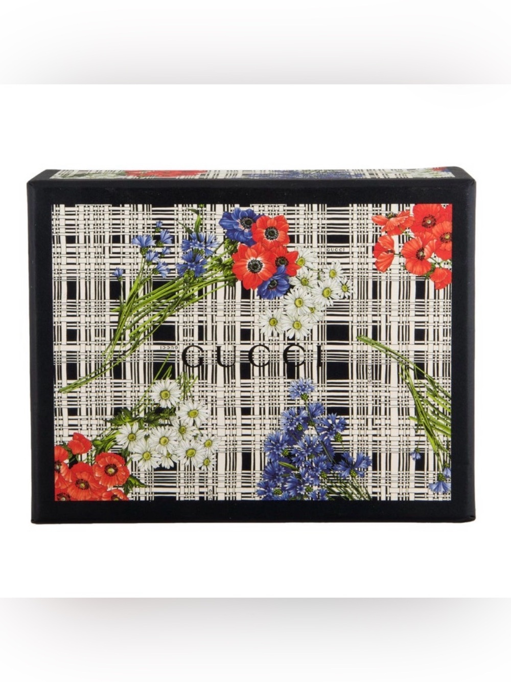 Gucci Black Plaid Floral Stationary Set